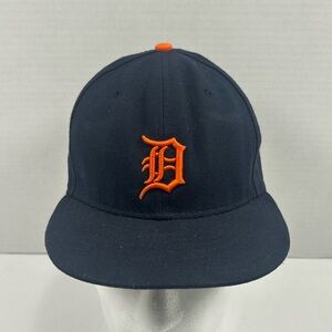 Detroit Tigers New Era Navy On-Field Road Orange “D” 59FIFTY Fitted 7 3/4